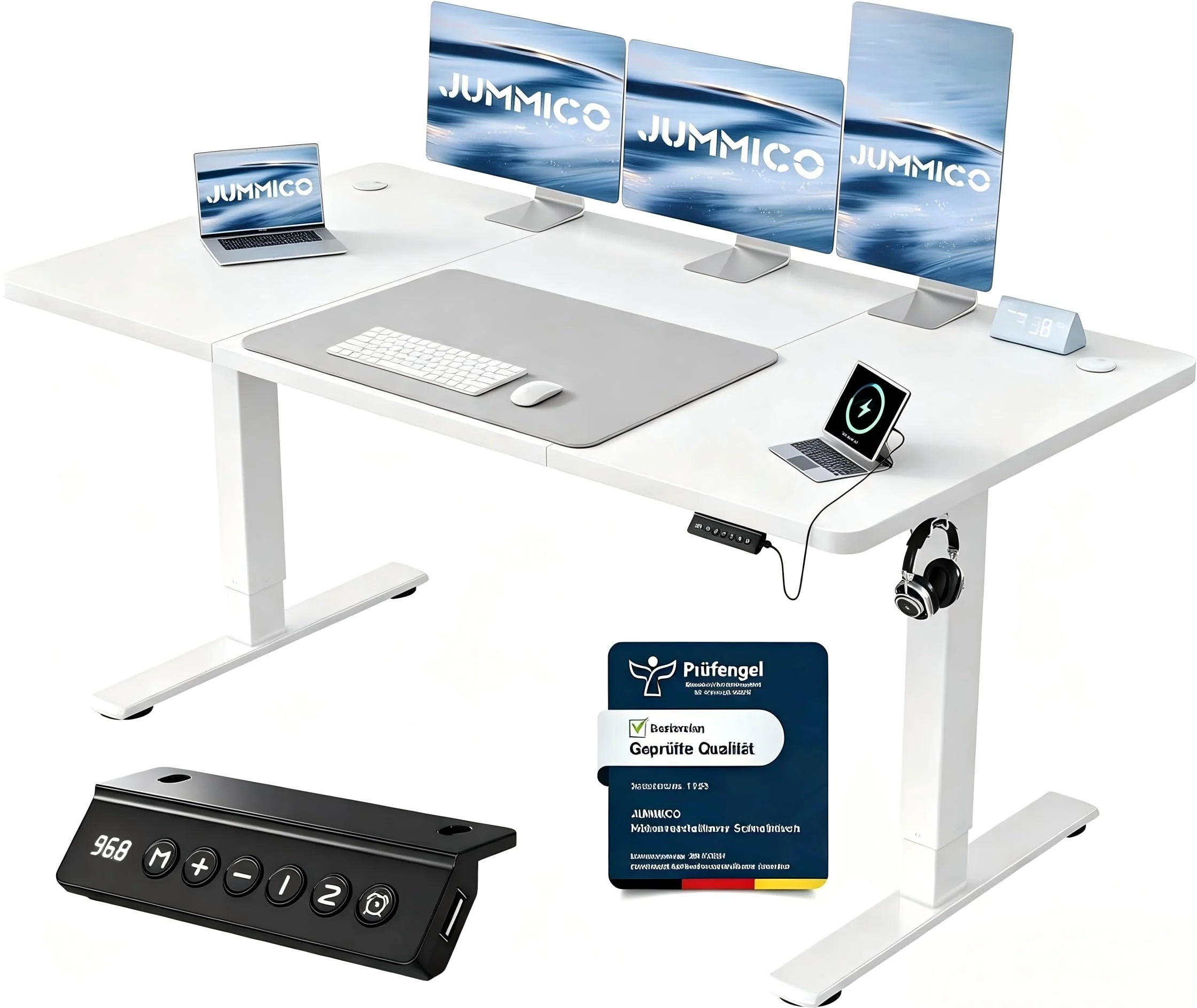 JUMMICO Elektrisch höhenverstellbarer Schreibtisch mit USB-Anschluss