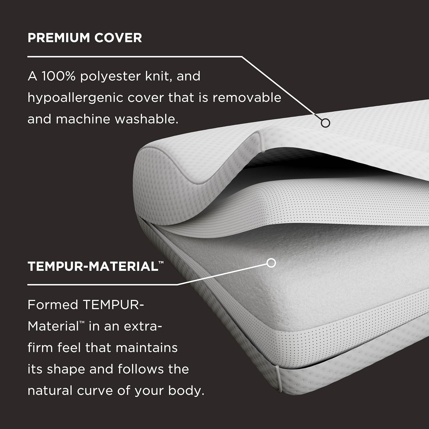 TEMPUR-Pedic, Standard TEMPUR-Neck Pillow, High Profile-2-Pack, White 2 Count
