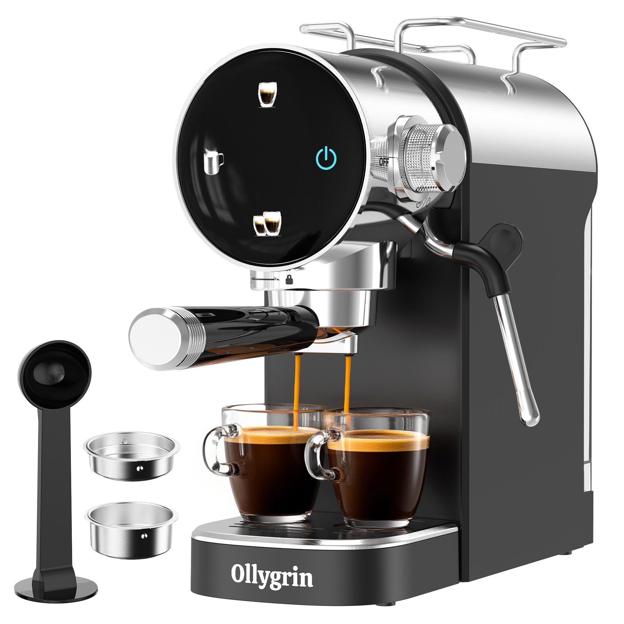 Espressomaschine 20-Bar-Espressomaschine mit Milchaufschäumer – Espressomaschine für einfache und doppelte Portionen