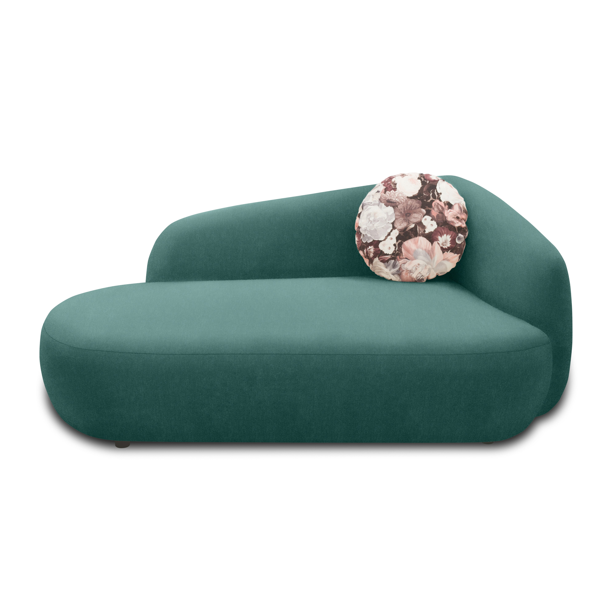 Recamiere 700013, Liege, oval, Füße mit Filzgleitern, Sofa, 183 x 105 x 75 (BxTxH), petrol