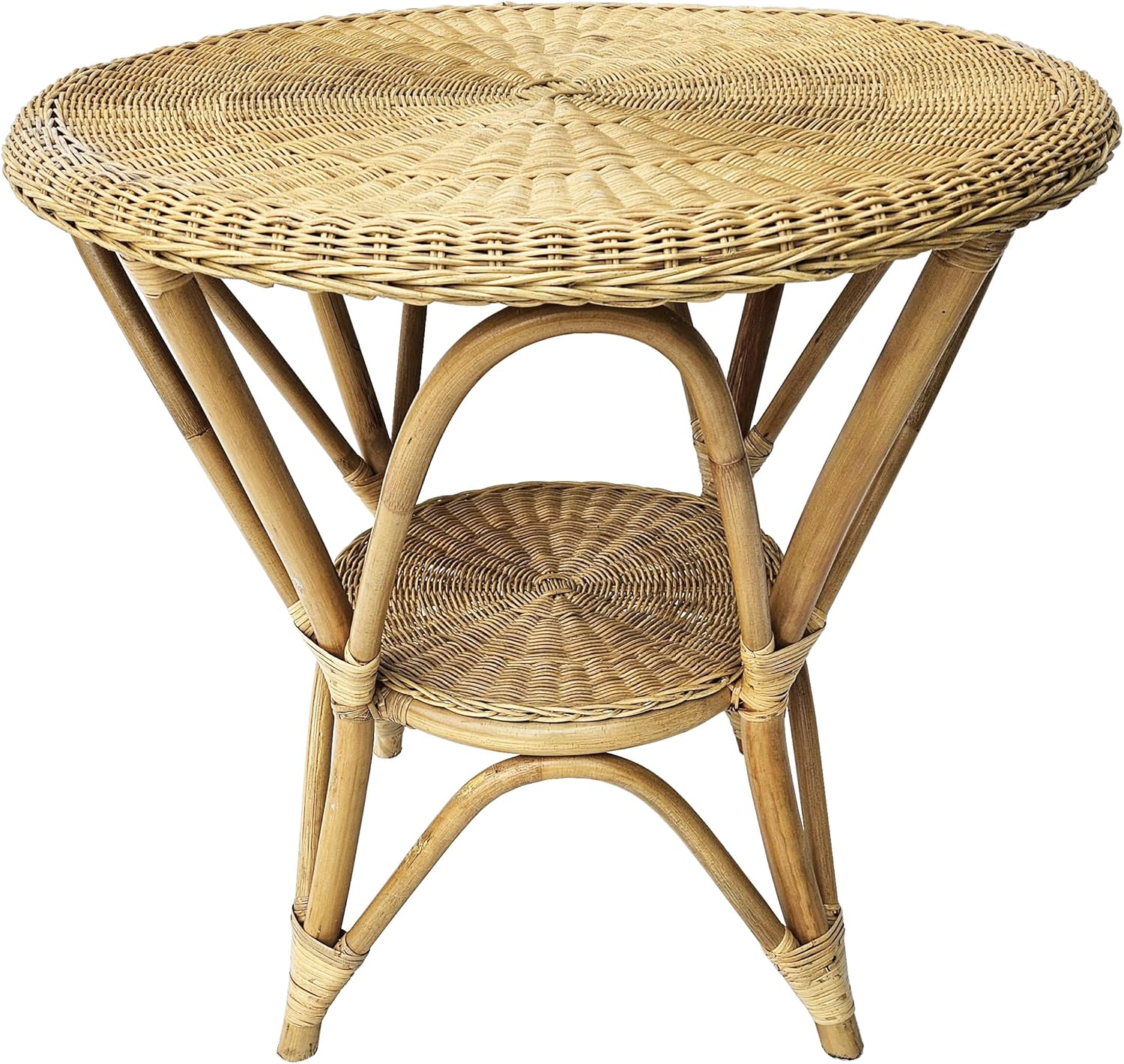 Table in Natural Wicker Rattan Diameter 75 x 75 H cm. Wicker Round Wicker Woven Flat Table