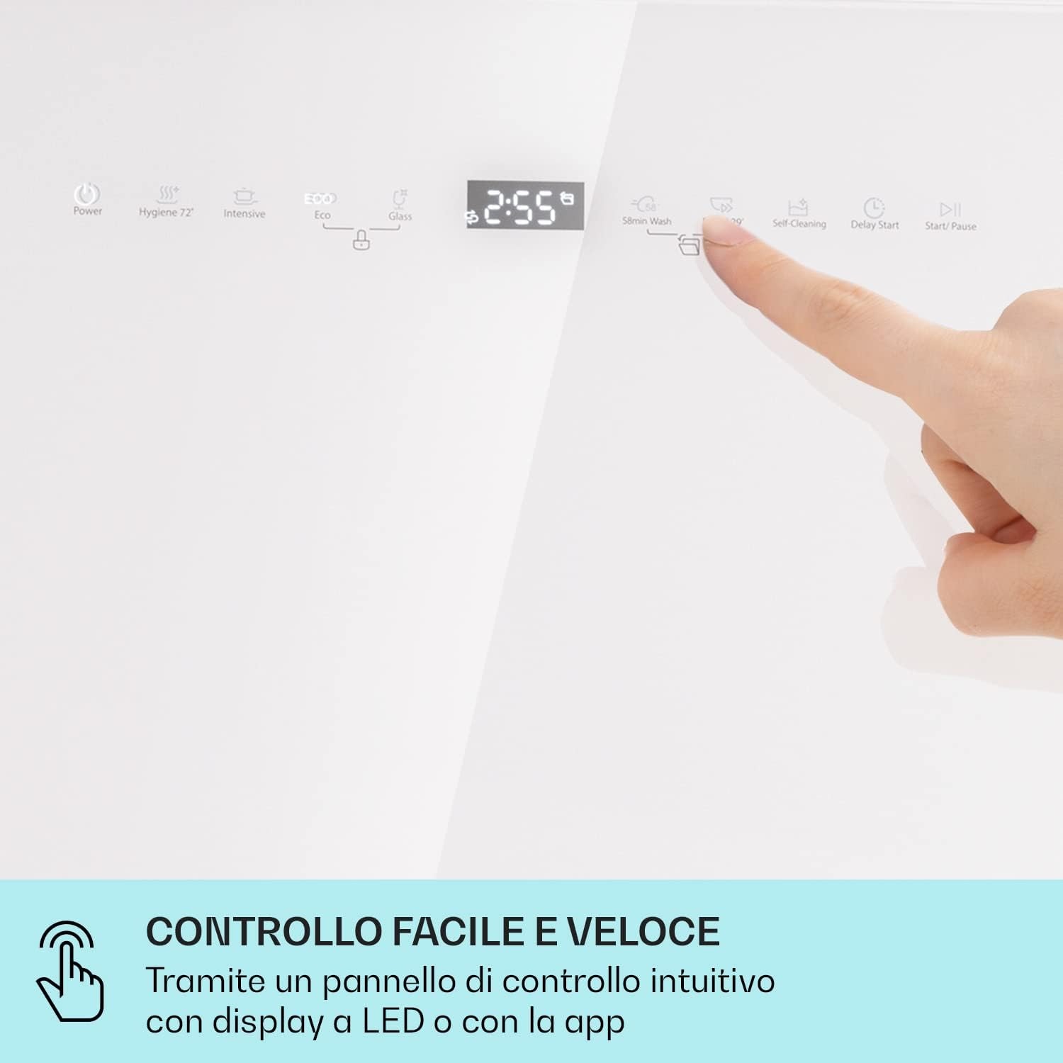 Klarstein Lavastoviglie 5 Coperti, Libera Installazione Silenziosa con 6 Programmi di Lavaggio, Piccola, Mini da Tavolo Compatta e Facile da Installare, Vetro, Bianco