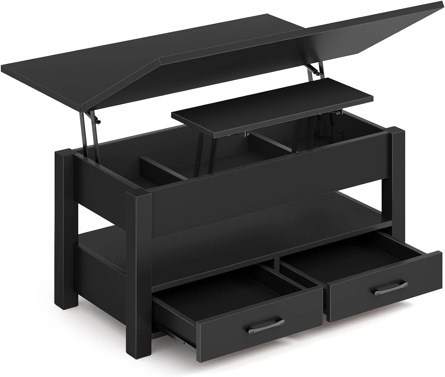 Rolanstar Convertible Coffee Table with Lift Top in Black