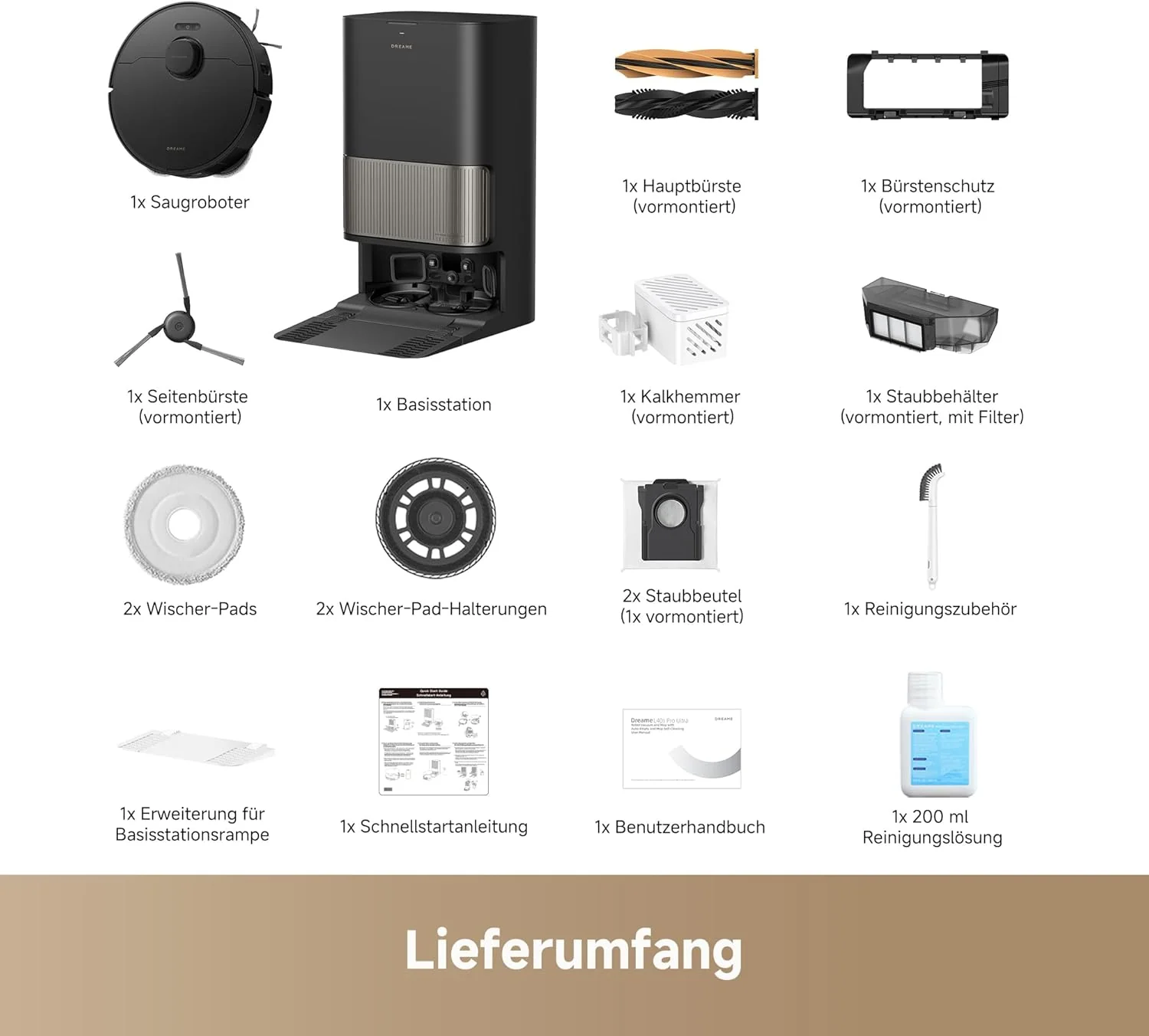 dreame L40s Pro Ultra Saugroboter, selbstreinigende Wischmopps, 19.000 Pa Saugkraft, 100% Detangling DuoBrush, ausfahrbare Wischmopps, Hindernisvermeidung für mehr als 180 Objekte, Sprachsteuerung