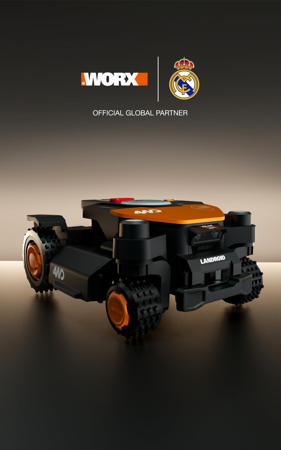 WORX Landroid Vision Cloud WR340E 4WD Mähroboter ohne Begrenzungskabel für 600 m² (KI-Hinderniserkennung, VSLAM+ RTK Cloud Navigation, 84% Steigung, Auto-Mapping, App-Steuerung)