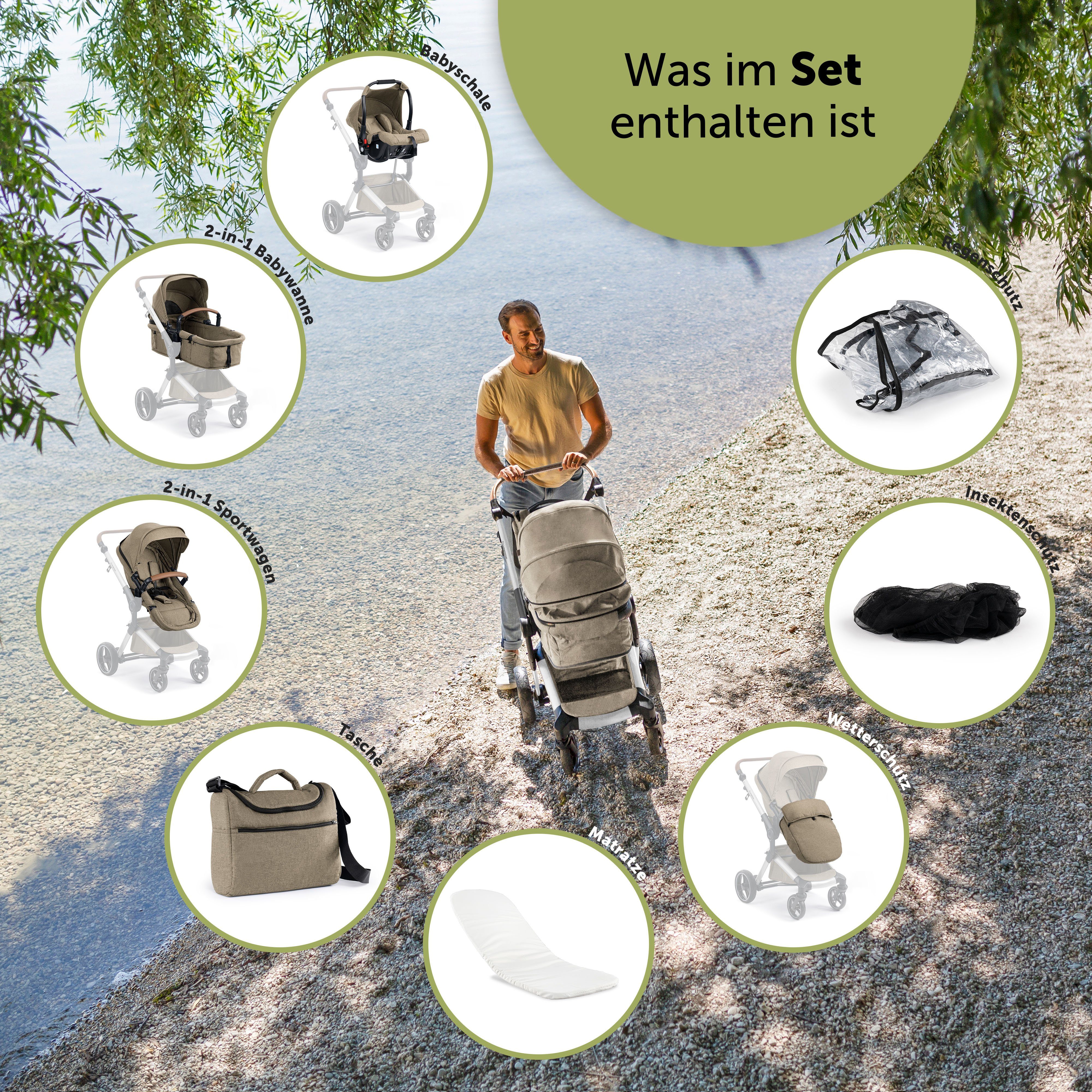 Kombi-Kinderwagen Bergsteiger Kinderwagen Lugo Kombikinderwagen 3in1/4in1