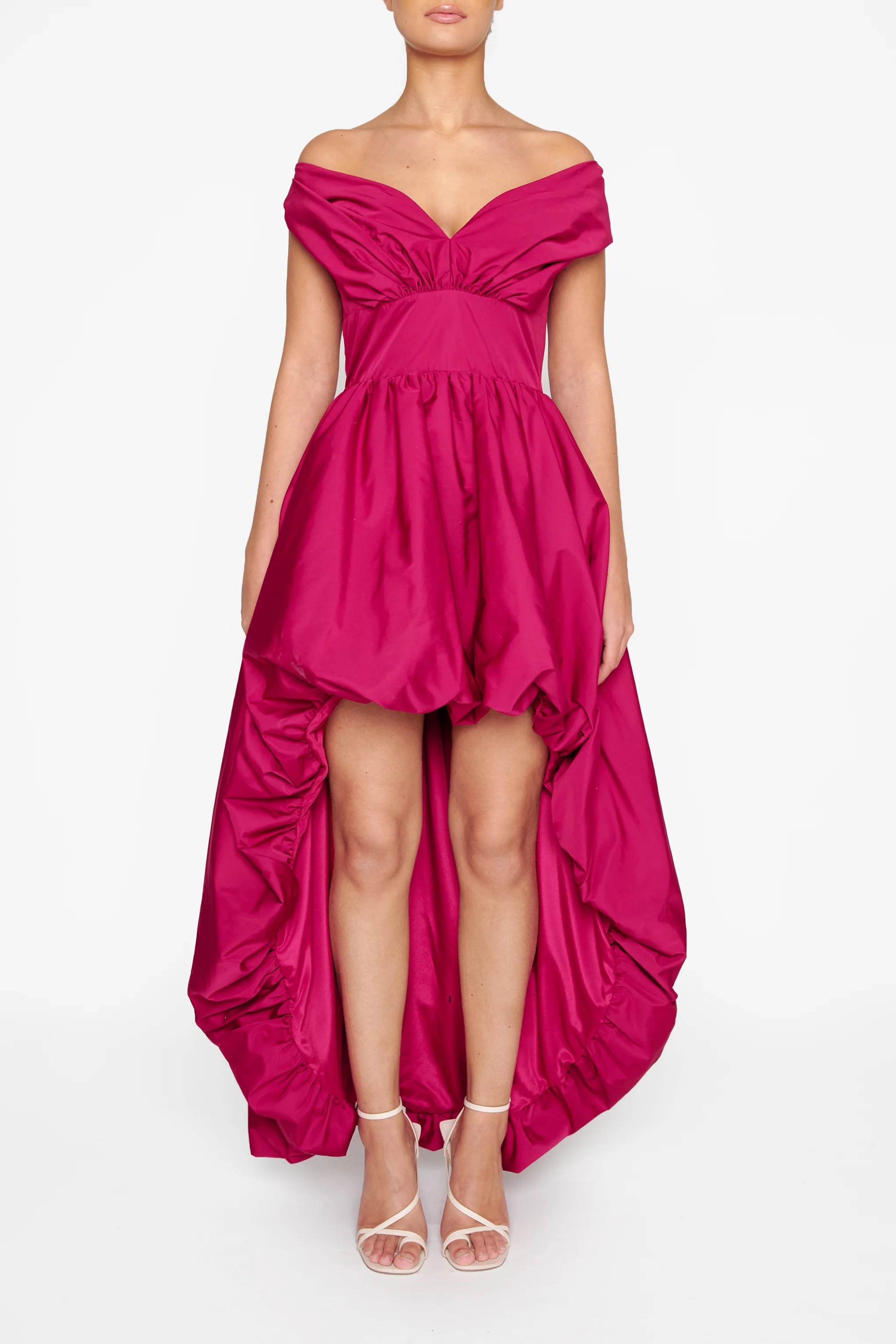 Dora Mulberry Bardot Waterfall Hi-Lo Dress