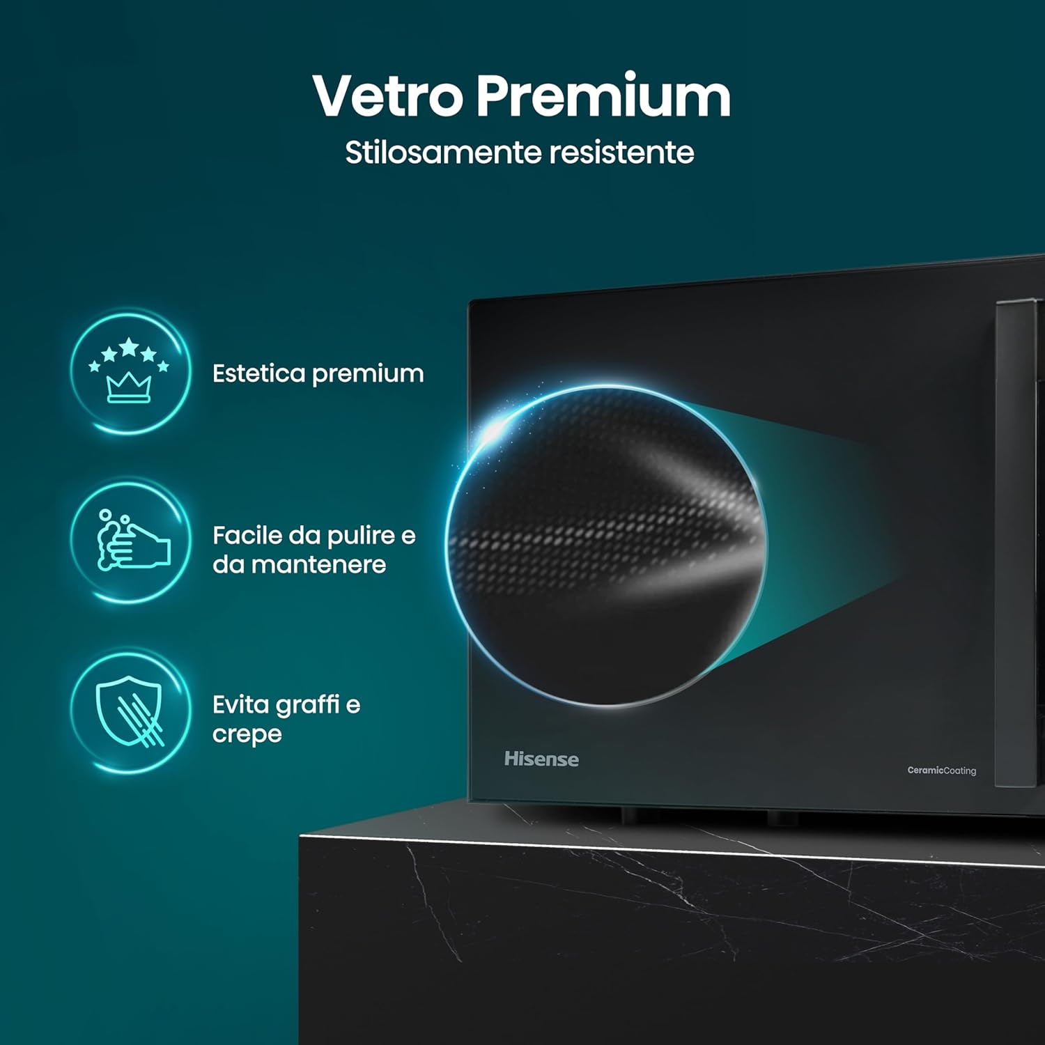 Hisense Forno Microonde Elettronico, Capacità 23 L, Potenza 800 W, Grill Potenza 1000 W, Display Led con Comandi Touch, Nero