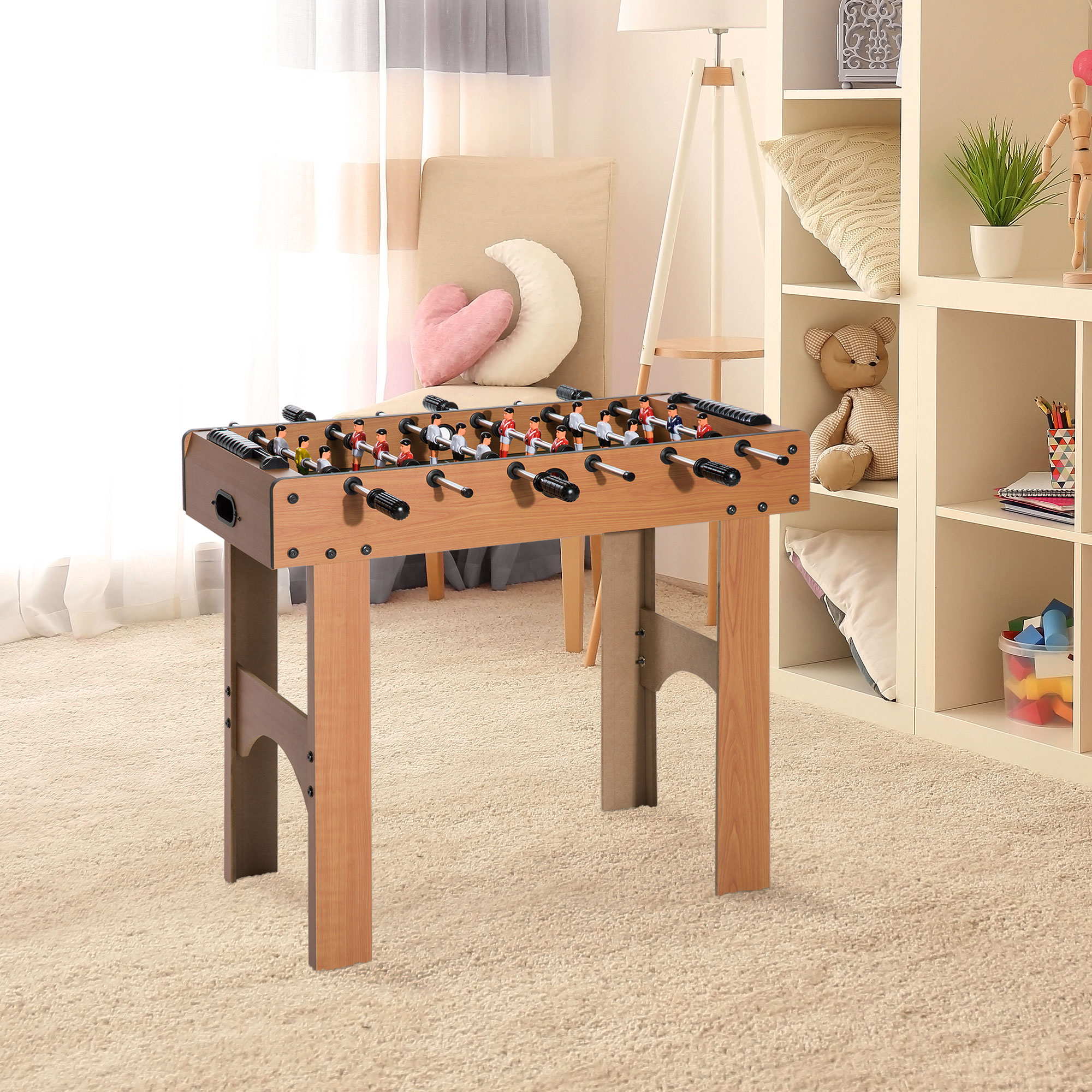 HOMCOM Professioneller Tischkicker für Kinder und Erwachsene mit Stangen aus MDF-Holz 92x46x78cm