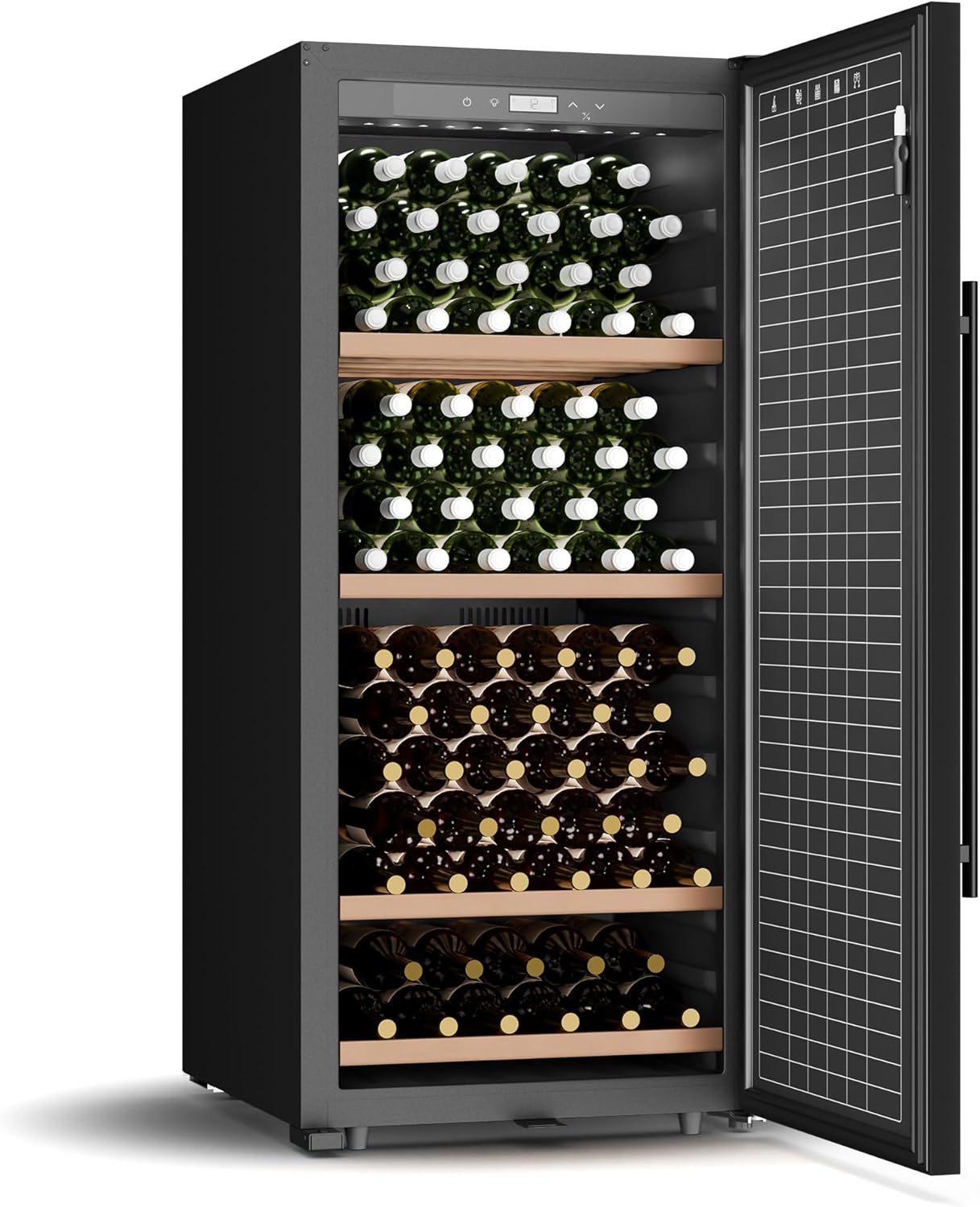 Klarstein CellarMax - Grande Cantinetta per Vino, 155 Bottiglie, 5-20°C, Touch Control, Sportello in Metallo, Allarme Sportello Aperto, Indipendente, Cantina Frigo per Vino