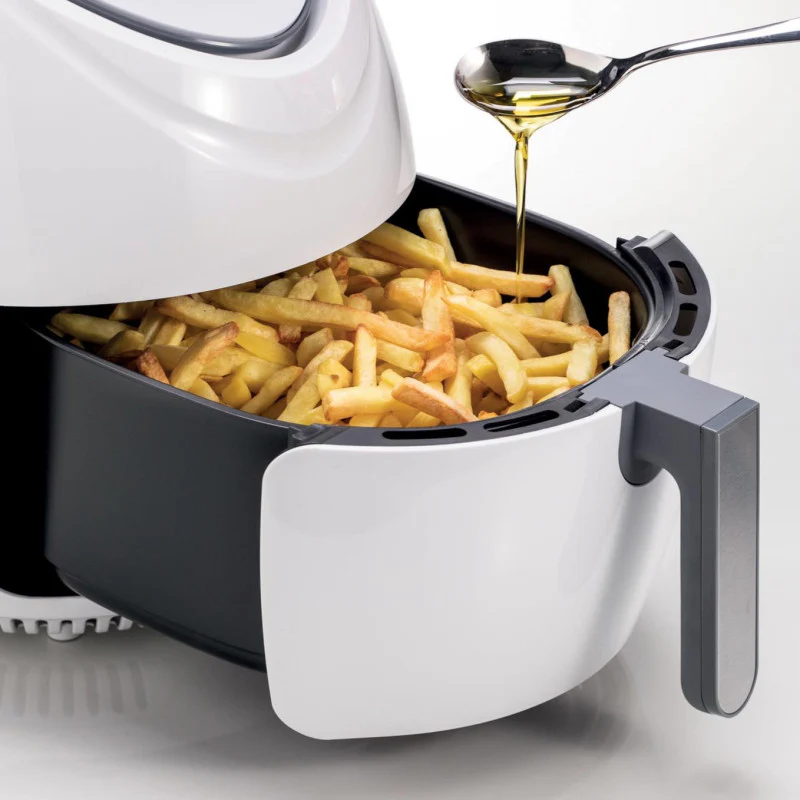 Friggitrice ad aria XXL 1800W, 7L, 2,8kg capacità cottura, 12 programmi preimpostati - Bianco