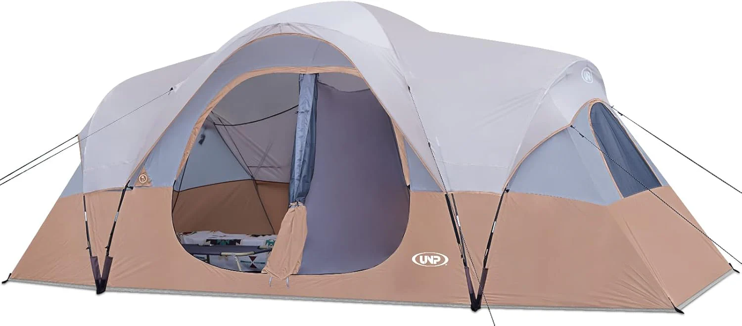 Camping Tent 10-Person-Family Tents, Parties, Music Festival Tent, Big, Easy Up, 5 Large Mesh Windows, Double Layer, 2 Room, Waterproof, Weather Resistant, 18ft x 9ft x78in