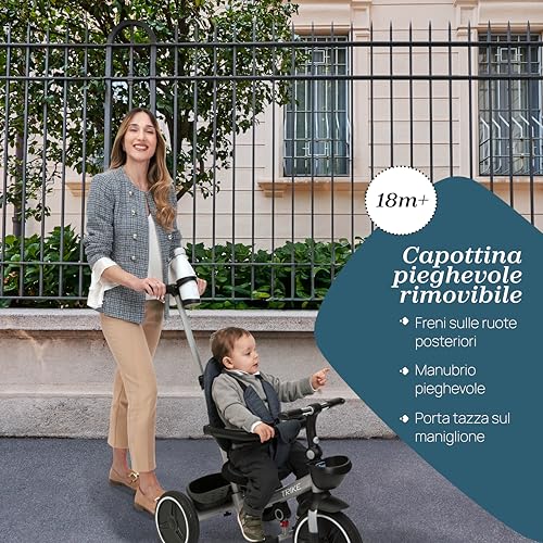 Chicco, Triciclo Bambini 4in1, Telaio in Metallo, Ruote in Gomma EVA, Cintura a 4 Punti, Maniglione Telescopico e Cappottina Rimovibili, Passeggino con Seduta Reversibile, Cestini, 6 mesi   5 anni : Amazon.it: Giochi e giocattoli