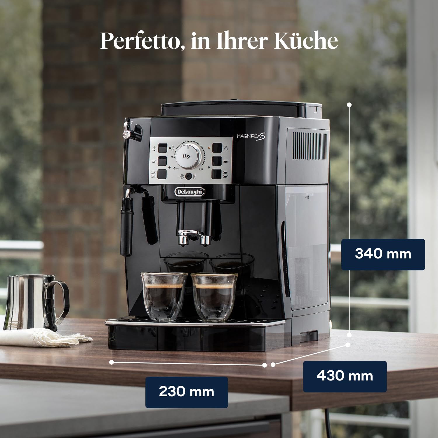 De'Longhi Magnifica S Kaffeevollautomat für 2 Getränke in Schwarz mit integriertem Mahlwerk