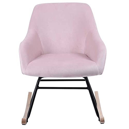 BAKAJI Poltrona Sedia a Dondolo Relax Casa Rivestimento in Tessuto Struttura Legno Imbottita Piedi in Metallo Base Dondonlante Legno Dimensione 60 x 78 x 78 cm Design Moderno Scandinavo (Rosa) : Casa e cucina