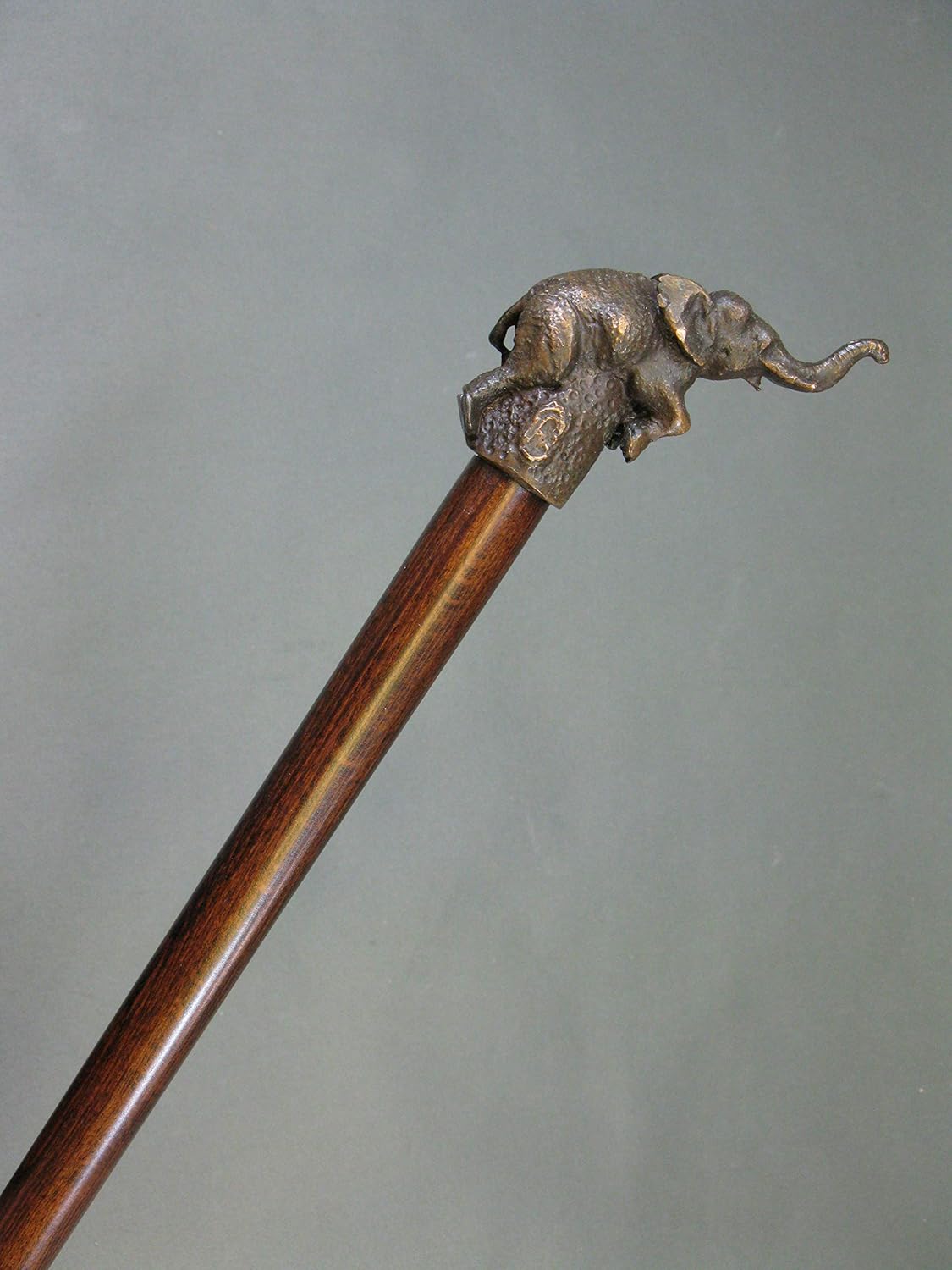 Holz Gehstock mit Bronze Griff Elefant Spazierstock 93 cm Wanderstock Walking Stick