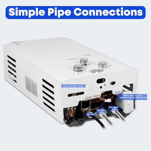 Xverycan Scaldacqua a gas da 12 l, 24 kW, GPL per acqua, propano butano, applicabile, scaldabagno senza serbatoio, per uso domestico, campeggio, roulotte, cabine all'aperto, fienili : Amazon.it: Fai da te