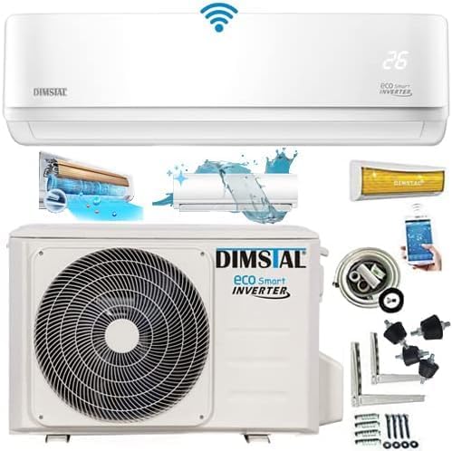 DIMSTAL 12000 BTU 3,6kW ULTRA - Split airconditioning + verwarming ECO Smart WiFi Zelfreinigend Super-ionisator Follow Me complete set stil incl. 3m leidingen