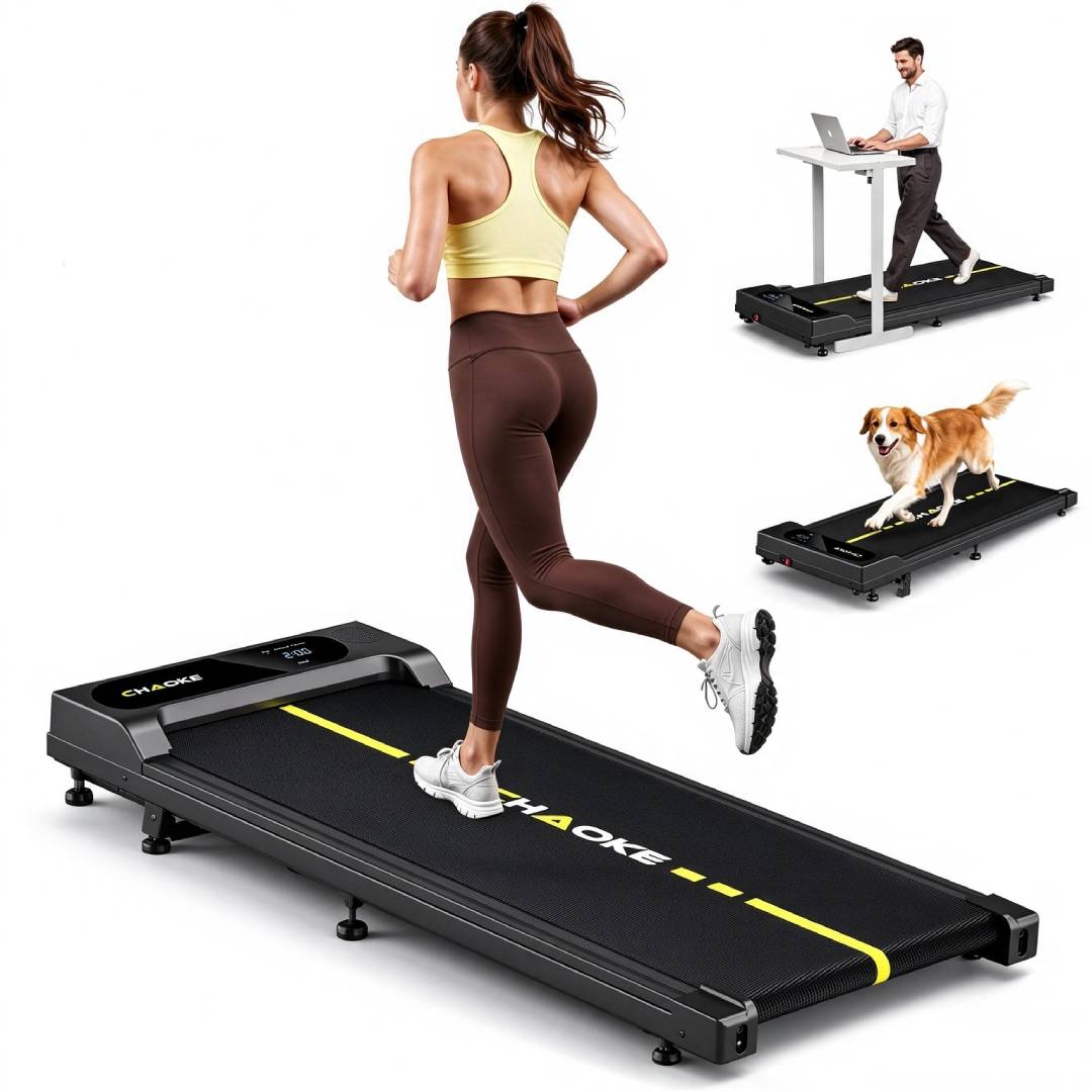 Walking Pad mit 9% Steigung, 1-10 km/h Laufband für Zuhause mit APP und Lautsprecher, 2,75 PS leises Schreibtisch Laufband