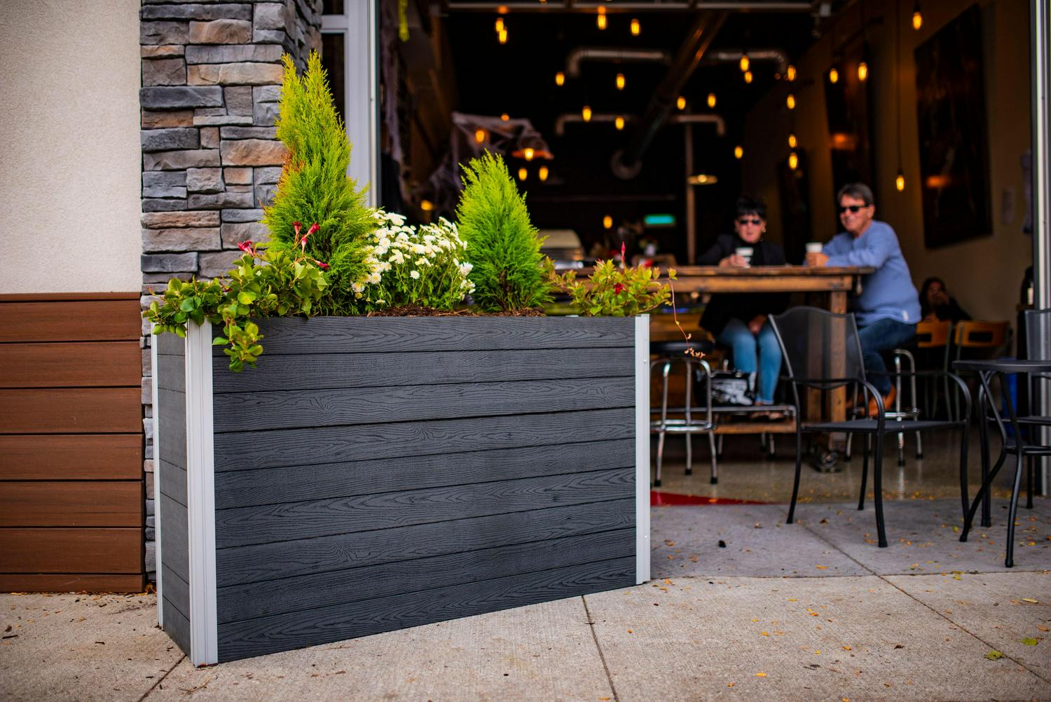 Vita Urbana Vinyl Large Parklette Planter, Slate Gray, 59&prime;&prime;x16&prime;&prime;x33&prime;&prime;