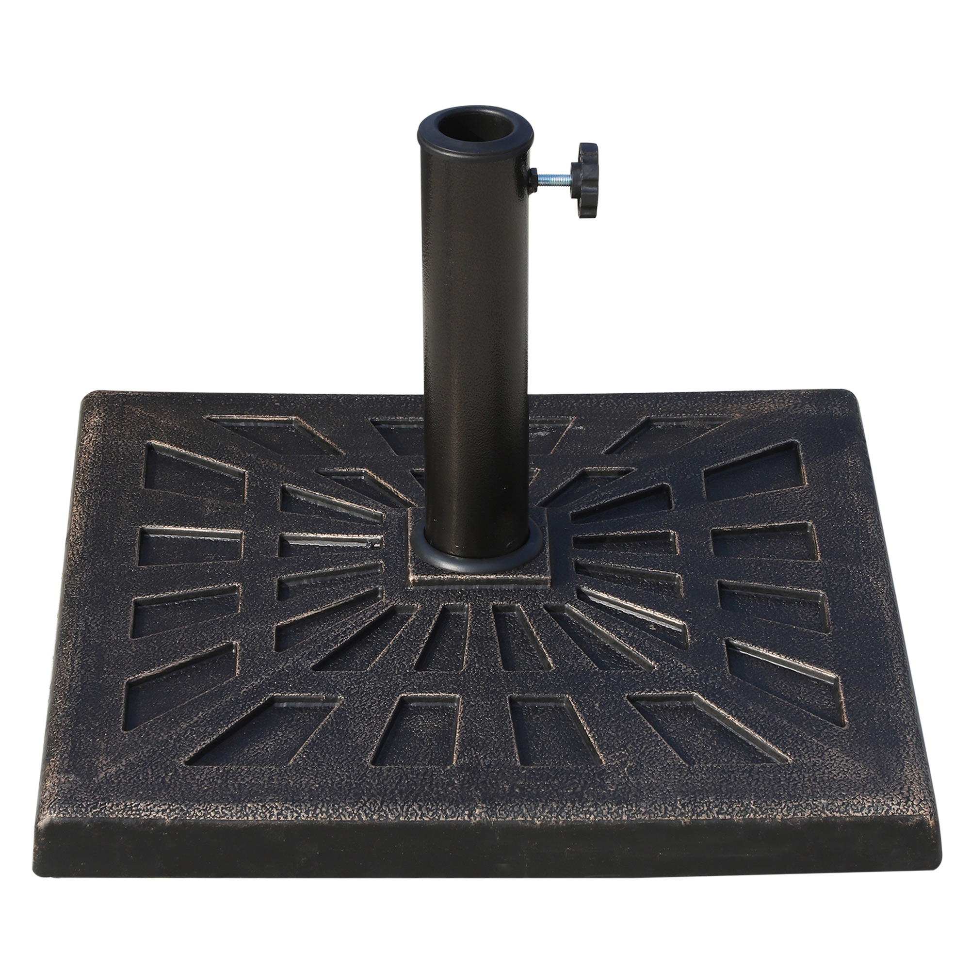 Outsunny Sonnenschirmständer 15 kg Schirmständer Quadratisch Schirmhalter, Schirmgewicht, Ständer für Sonnenschirm 38mm Rohrdurchmesser, für Balkon, Terasse, Garten, Bronze