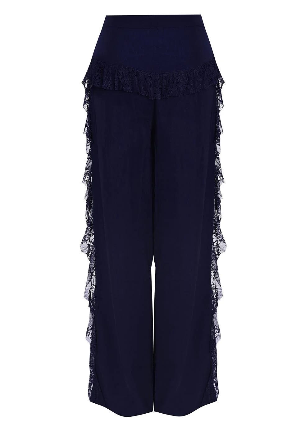 Stevie Navy Ruffle Seam Trousers