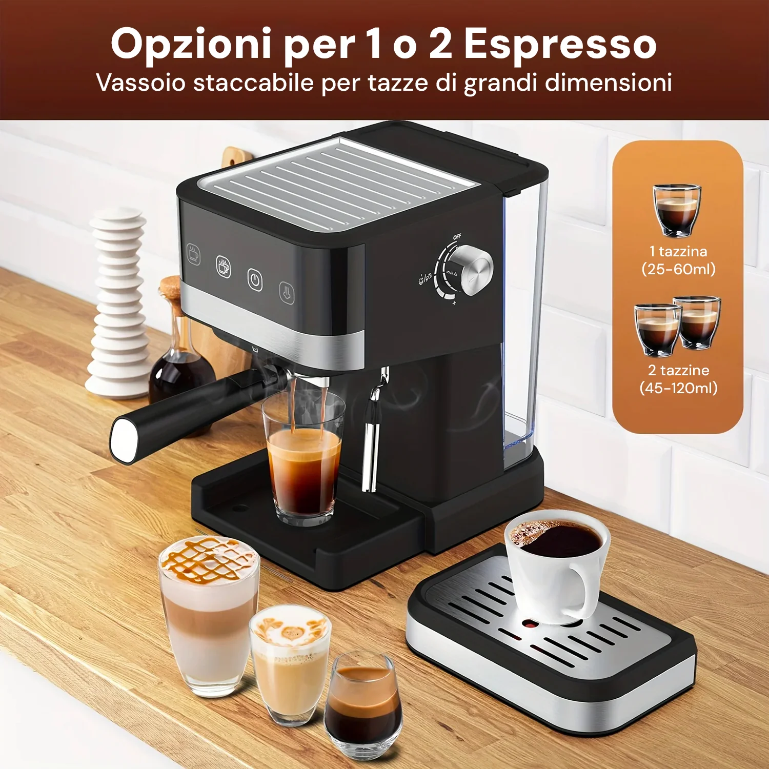 Macchina Da Caffè In Plastica E Acciaio 1050w 1,5l Nero