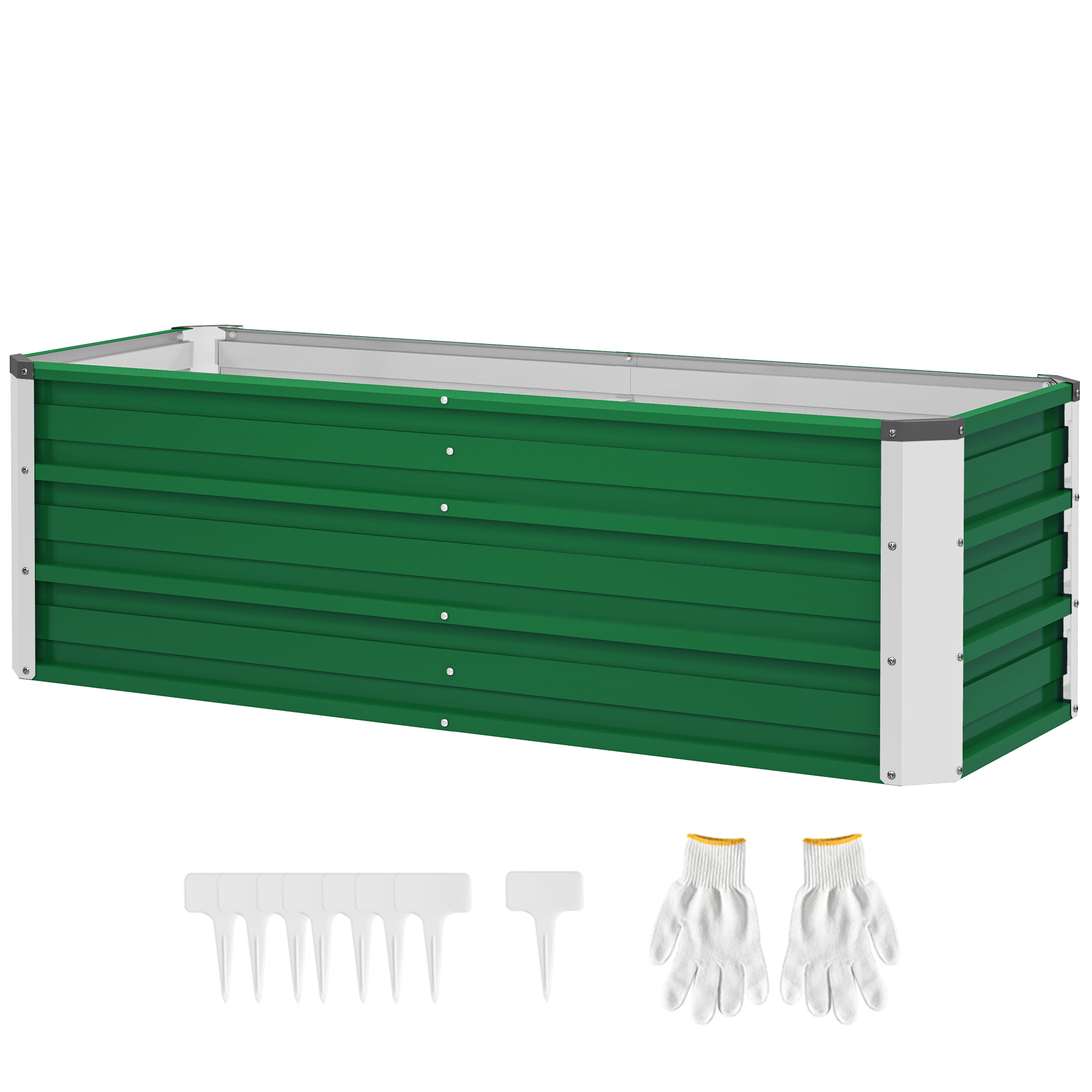 Outsunny Metall-Hochbeet, 2 separate Pflanzbereiche, offener Boden, einfacher Aufbau, 125 x 47 x 40cm, Grün
