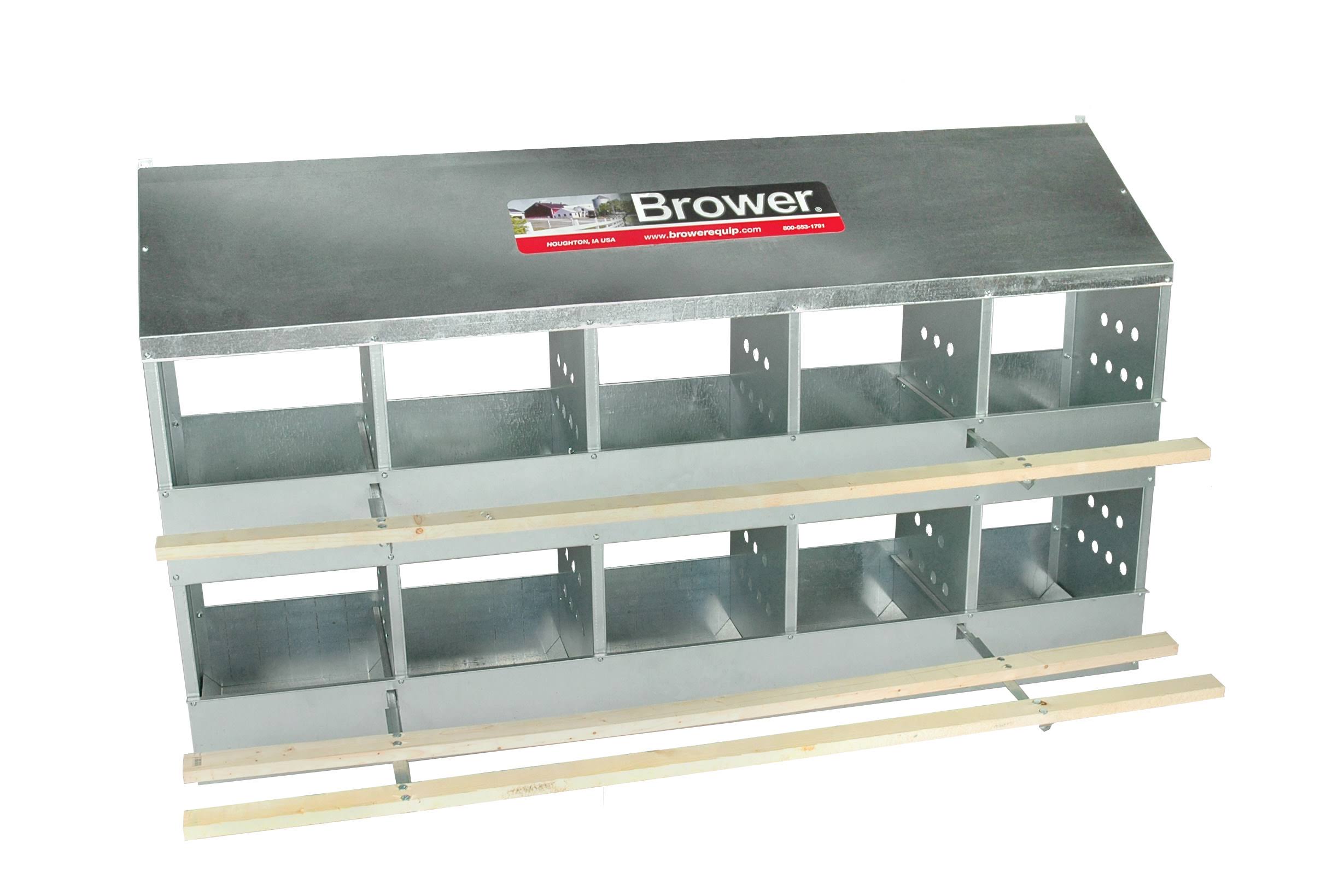 Brower 410b Galvanized 10 Hole Poultry Nesting Box for 60 Hens, Durable & Easy to Assemble