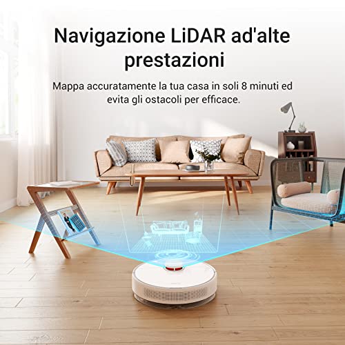 dreame D10 Plus Robot Aspirapolvere Lavapavimenti con Svuotamento Automatico Polvere, Navigazione LiDAR Rilevamento Ostacoli, Aspirazione 4000Pa Tappeti Peli Animali, Autonomia 170min, WiFi/Alexa/APP : Casa e cucina