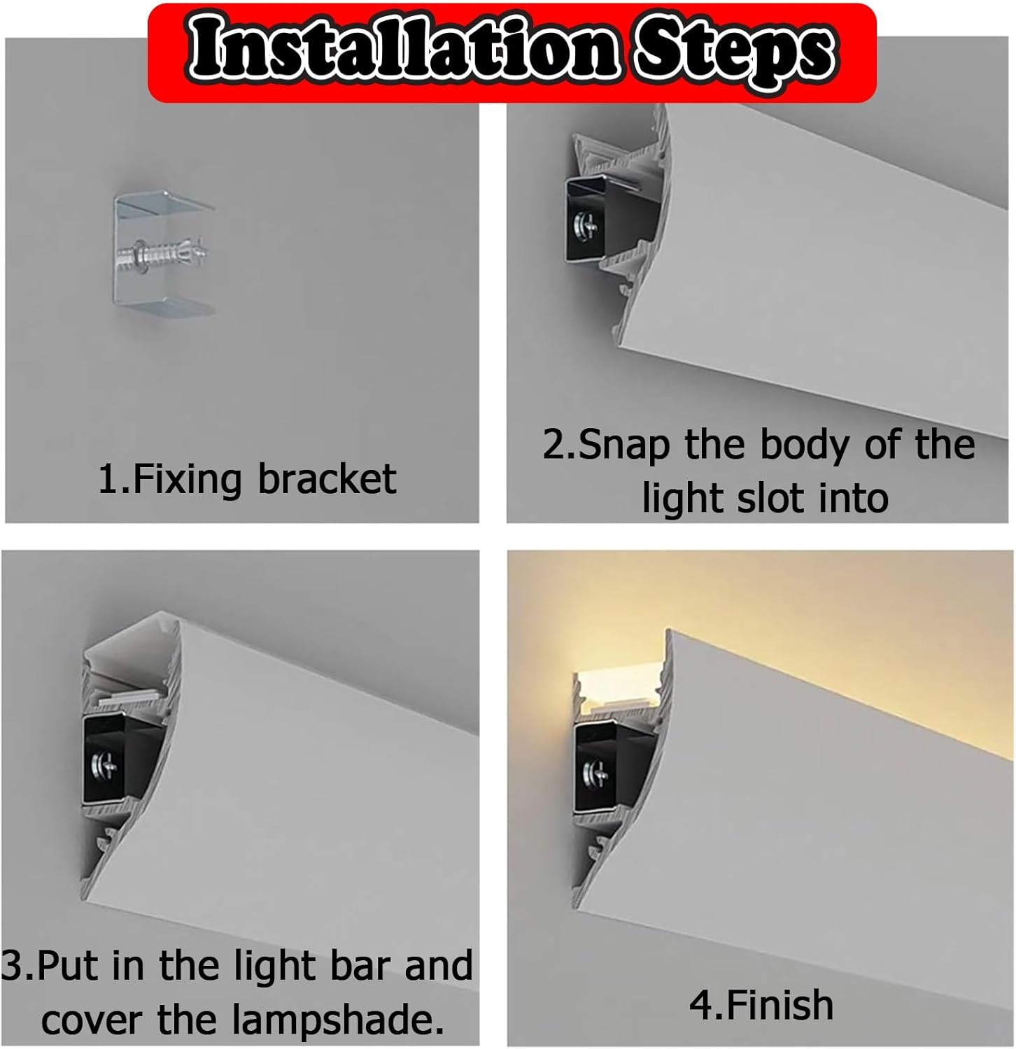 Aufputz-LED-Lichtleiste, wasserdichter LED-Kanal aus Aluminium für Bad/Küche/Büro, Deckenkanal für indirekte Beleuchtung(6m/19.7ft)