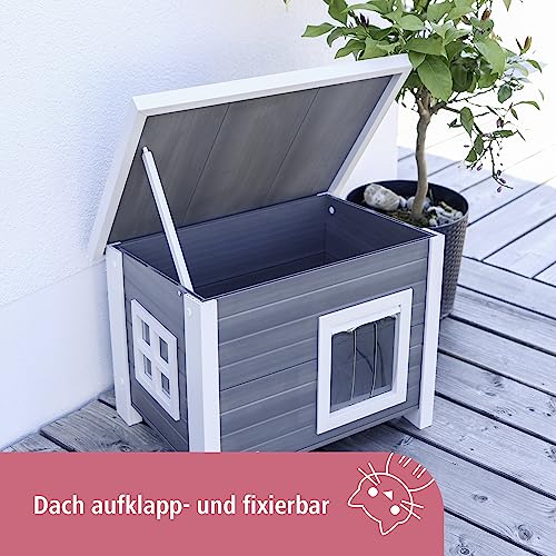 Kerbl Kitty Habitat Shed Kennel Eco Cat House, 57cm x 45cm x 43 cm, grigio / bianco : Amazon.it: Prodotti per animali domestici