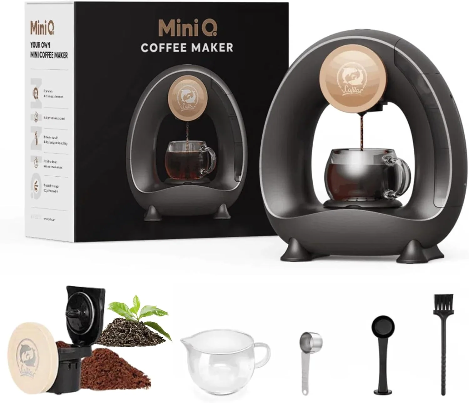 i Cafilas Elektrische Kaffeemaschine Mini Kaffeebrüher für gemahlenen Kaffee, Americano 2-in-1 Mini One Cup Kaffeebrauer/Teebereiter
