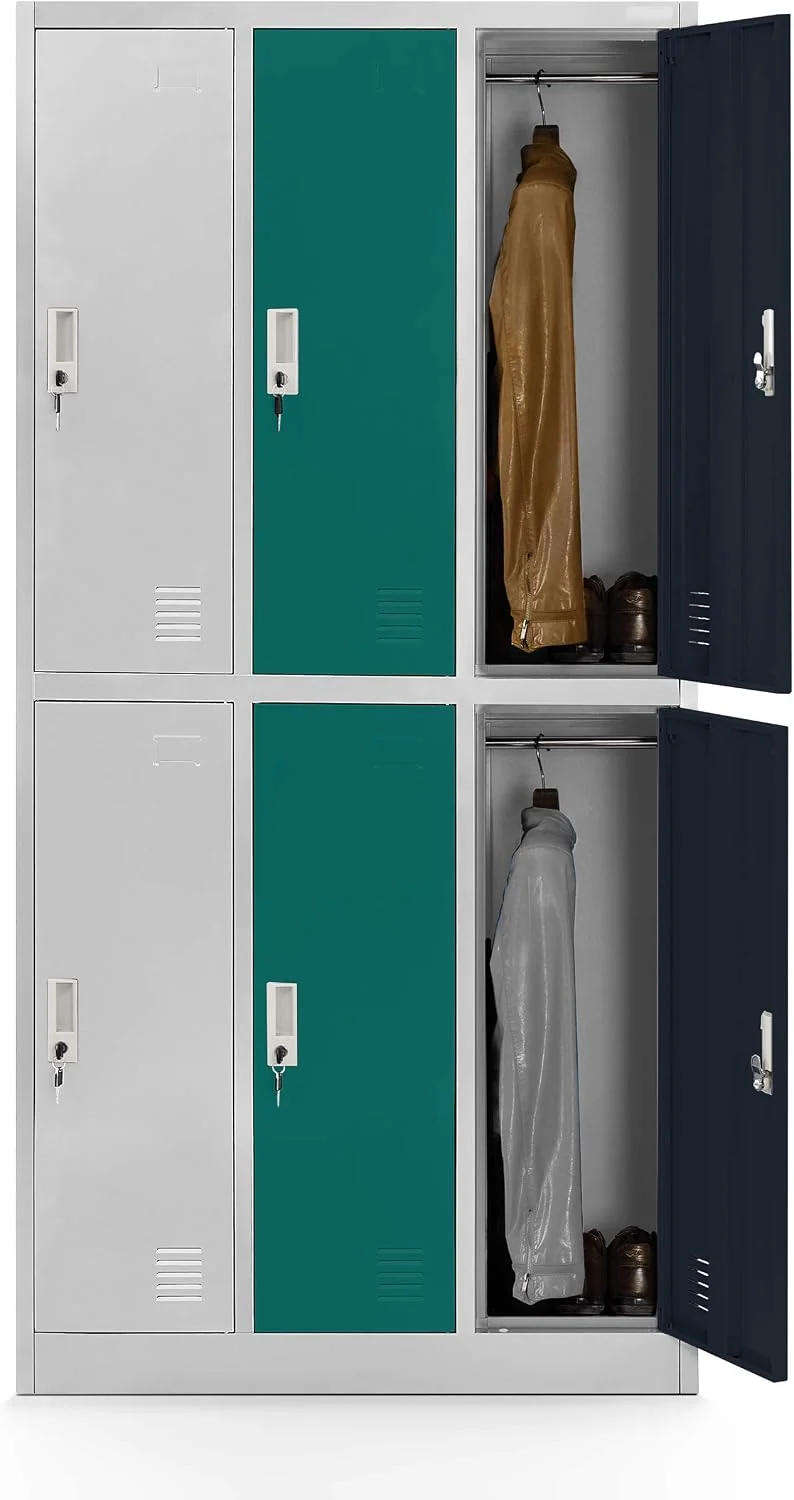 Jan Nowak Aufbewahrungsschränke, Mehrfarbig, Umkleideschrank Metall, Spindschrank mit 6 Fächern, abschließbar