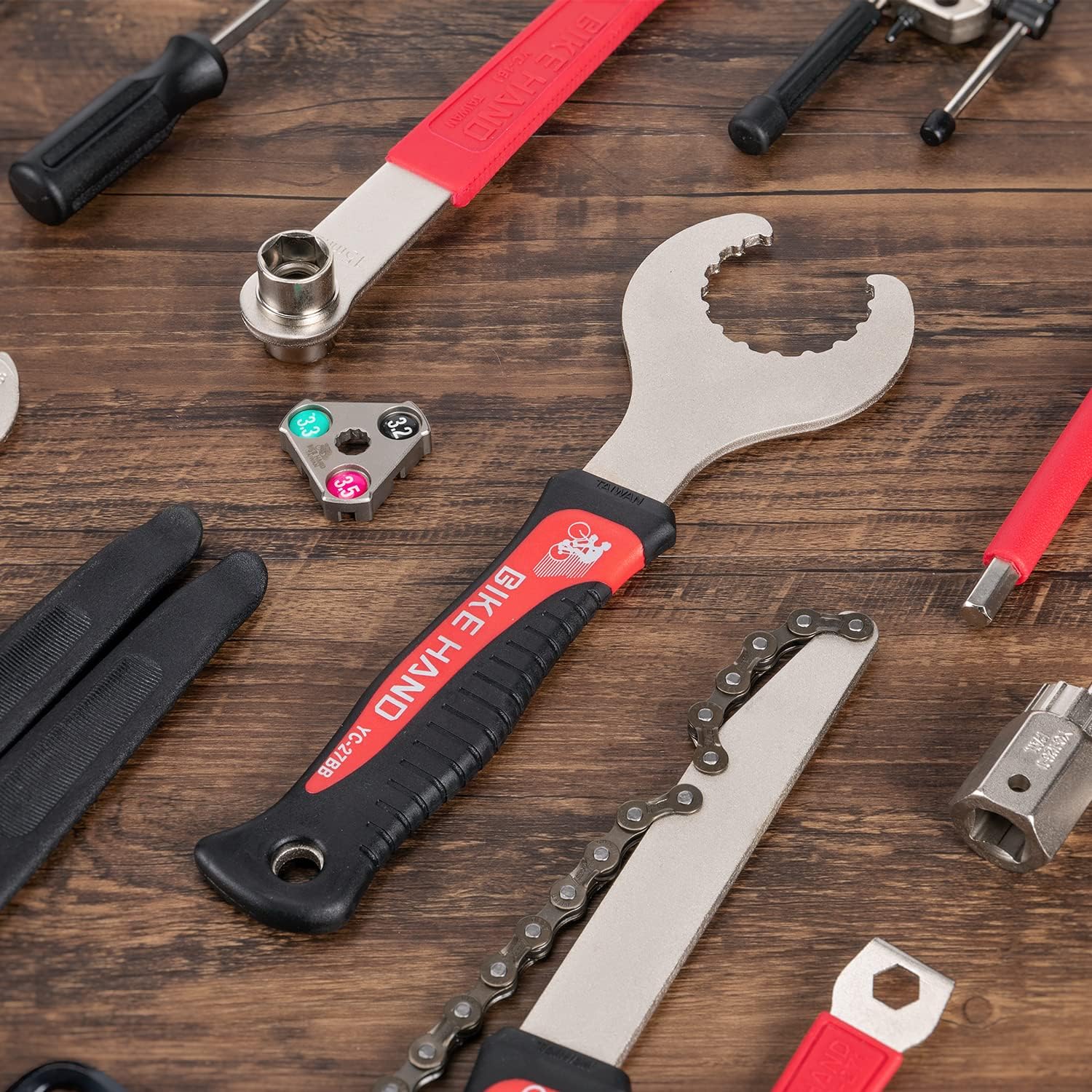 CXWXC Fahrrad Reparaturset, Tragbarer Fahrrad Werkzeugkoffer Fahrrad Werkzeug Set für Fahrrad Reifen Kette Montage Reparaturen Bike Tool Set mit Tragekoffer (Rot) (32 Teilig)