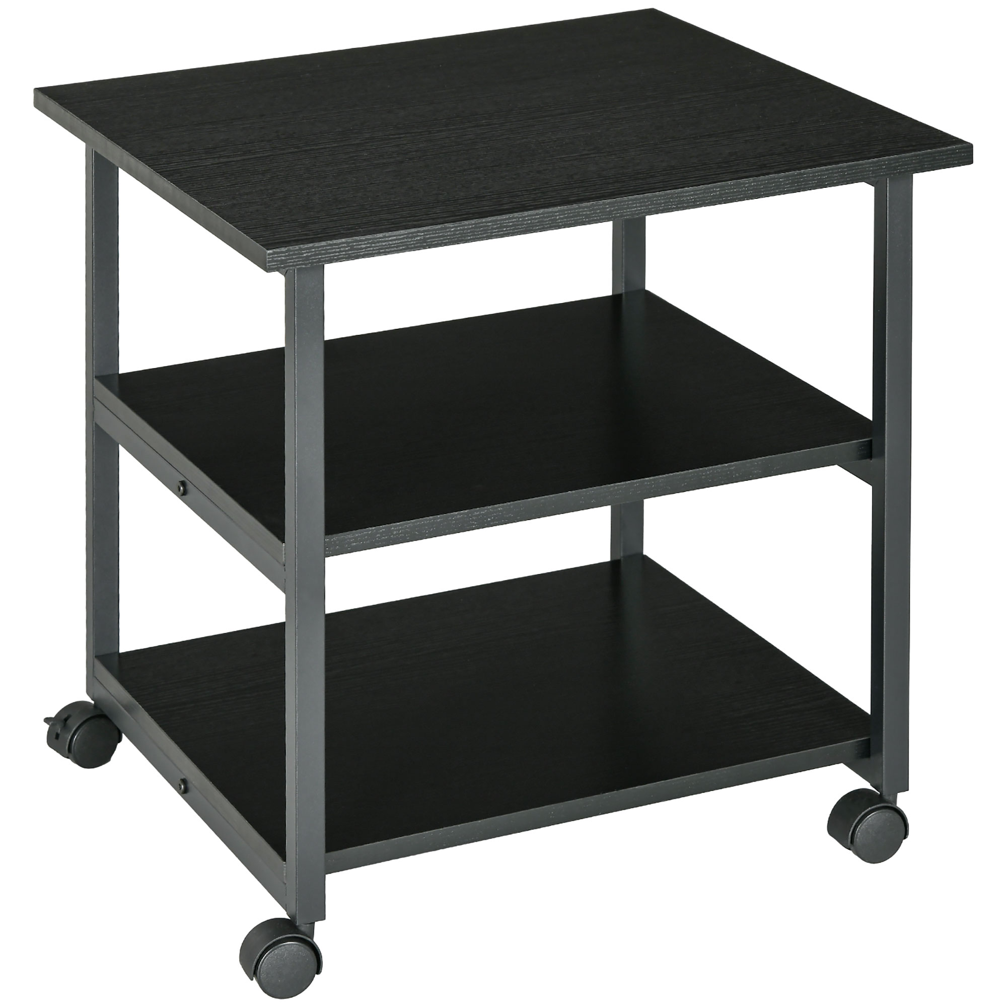 HOMCOM Druckerständer mit 3 Ebenen Ablagen, rollbar auf Rollen 50 x 50 x 52,5 cm
