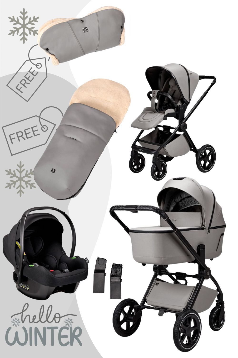 Kombi-Kinderwagen Gio 2.0 Kinderwagen Winterset inkl. gratis Handmuff/Fußsack