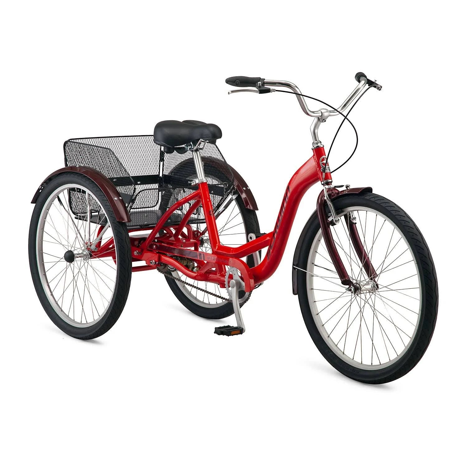 2025 Schwinn Meridian Deluxe Driewieler voor Volwassenen, 26 Inch Cruiser Fiets, Aluminium Lage Frame met Gemakkelijke Stap, Verstelbare Handvaten, Groot