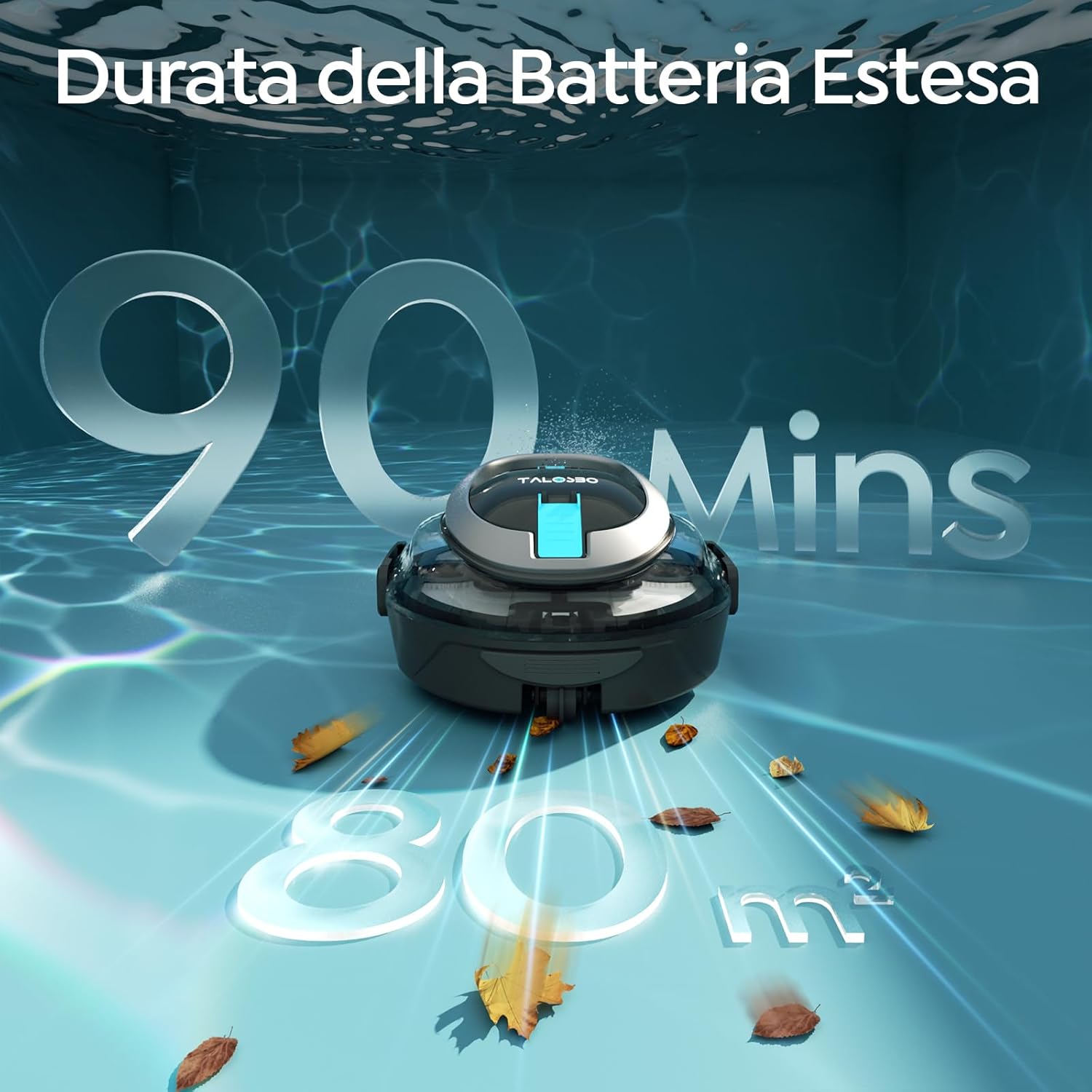 (2026 nuovo) TALOSBO S2 Robot Piscina Senza Fili,Doppia Filtrazione,Doppio Motore,robot piscina fuori terra, 90 Min di Pulizia,Parcheggio Automatico,Ricarica 2,5 Ore,per piscine fino a 80 m²