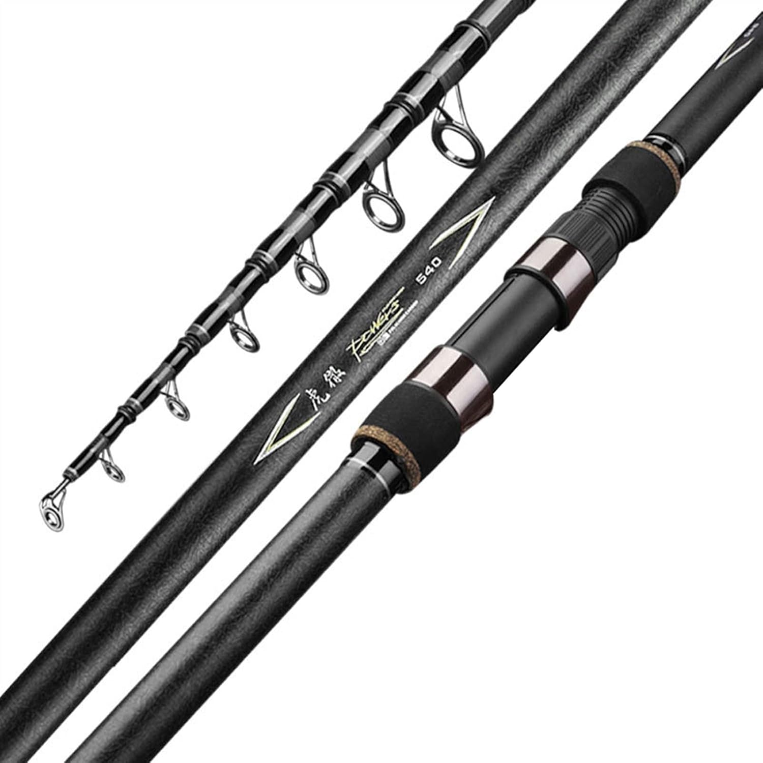 Fishing Rod Hohe Kohlenstoff-Teleskop-Angelrute Tragbare Karpfen Spinnstangen Super Harte Sea Rod Fishing Getriebe Langschuß Entfernung Wurfstange Angelrute (Color : Rod, Size : 2.7 m)