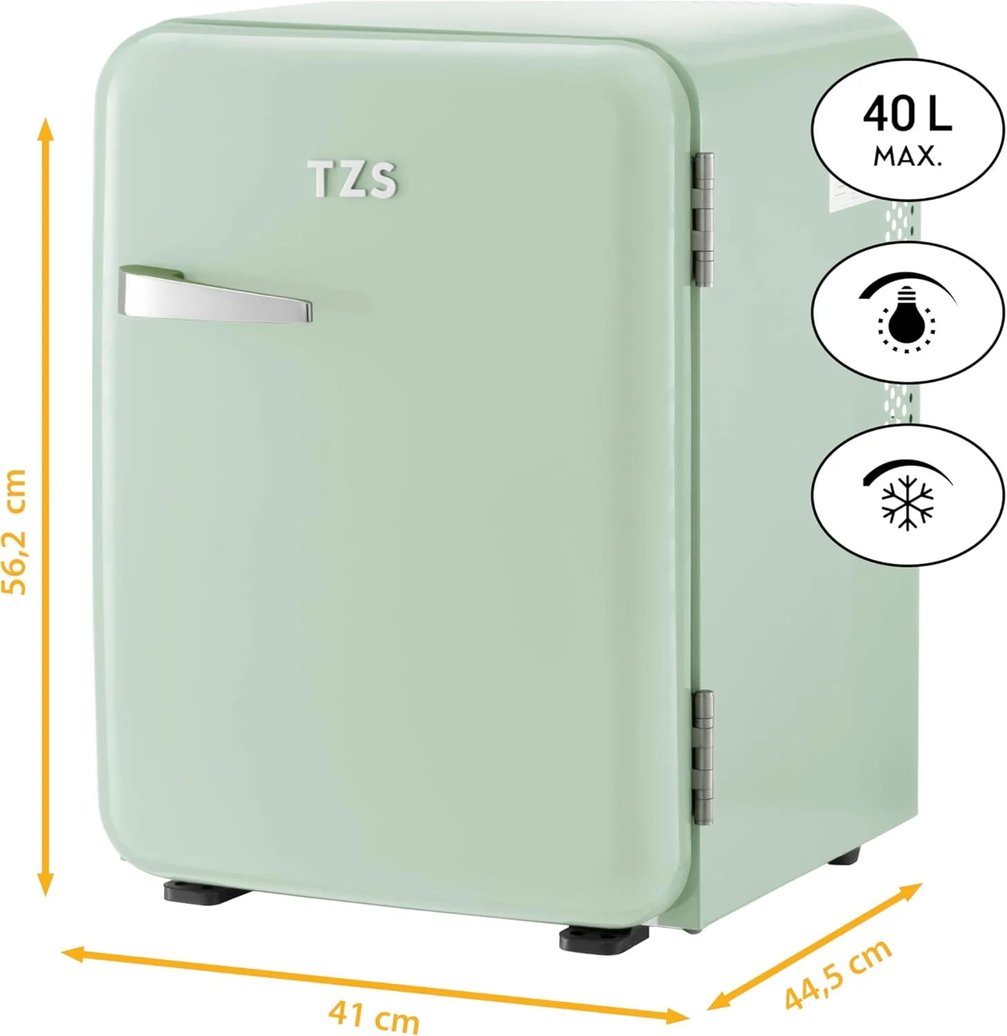 TZS First Austria lautloser Minik��hlschrank | Retro Design | Einstellbare K��hlleistung | T��rgriff |Thermoelektrisches K��hlsystem | 40L | creme