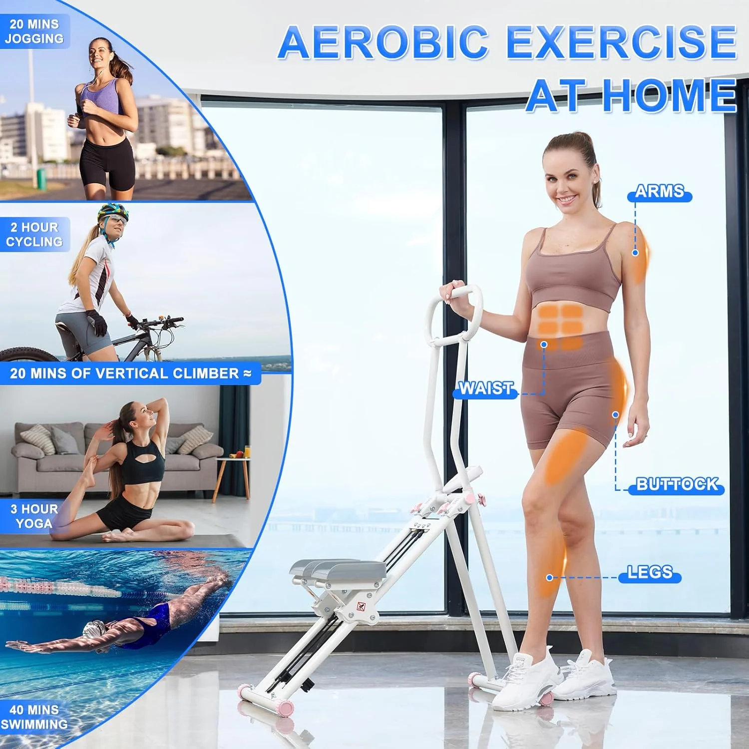 Stair Stepper for Home Gym,Folding Vertical Climber Cardio Exercise Machine,Stair Climber for Full Body Workout with Adjustable Handlebar for Women & Men