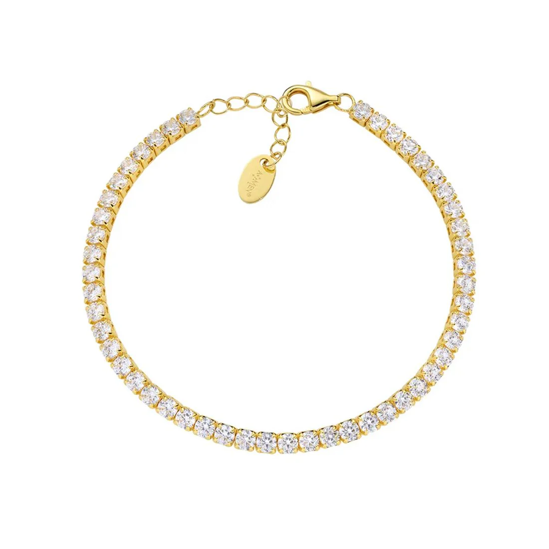 Bracciale Amen tennis in argento dorato con pietre bianche 3mm BT3GB17