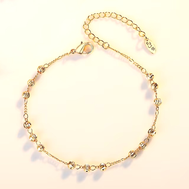 Silver Foot Chain with Rainbow Natural Stone