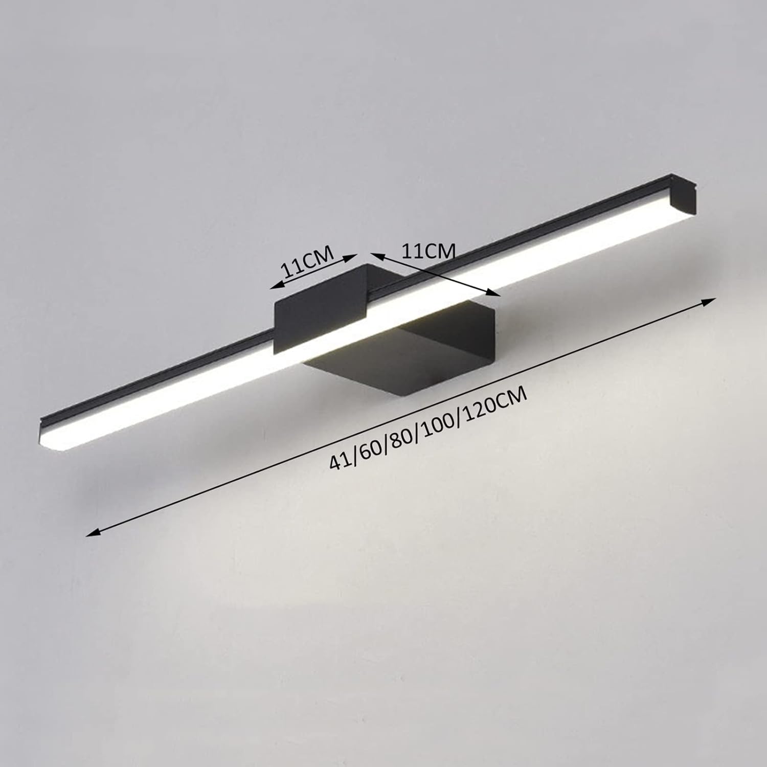Eitelkeitsbeleuchtung, Spiegel-Frontleuchte, einfach, Gästezimmer, Apartment, Hotel, Badezimmer, wasserdicht, Nebel, kreativ, Schminktisch, Make-up, LED-Lampe, schwarz, Badbeleuchtung, Effizienz