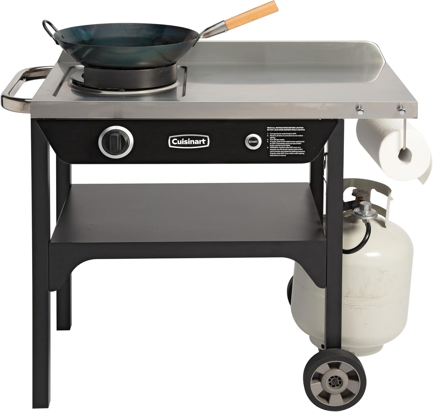 Cuisinart Outdoor Wok Station with 50,000 BTU Burner & 14&prime;&prime; Carbon Steel Wok &ndash; Perfect for Stir Frying & More