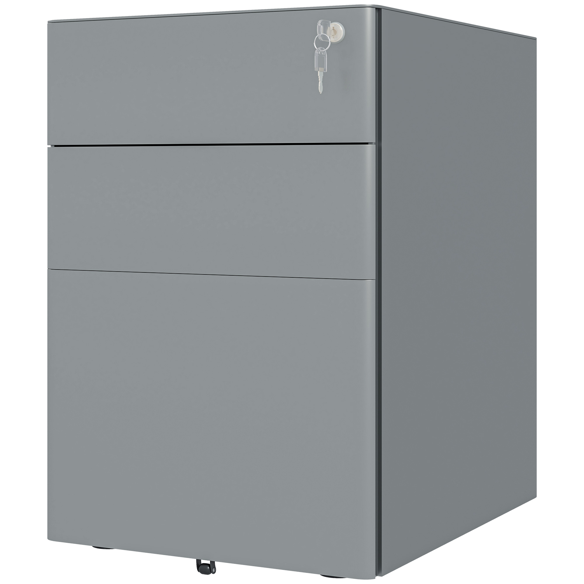 Vinsetto Aktenschrank, Rollcontainer, 2 Schubladen & Hängeregister, Schloss, Stahlgehäuse, 39x48x59 cm, Grau