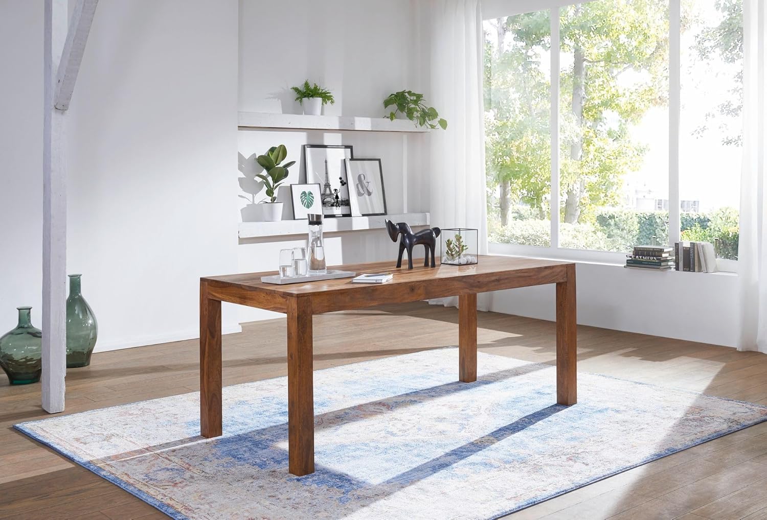 FineBuy Tavolo da Pranzo Legno Massello Sheesham 120 x 76 x 60 cm | Tavolo da Cucina Stile Country | Mobili Sala da Pranzo Prodotto Naturale