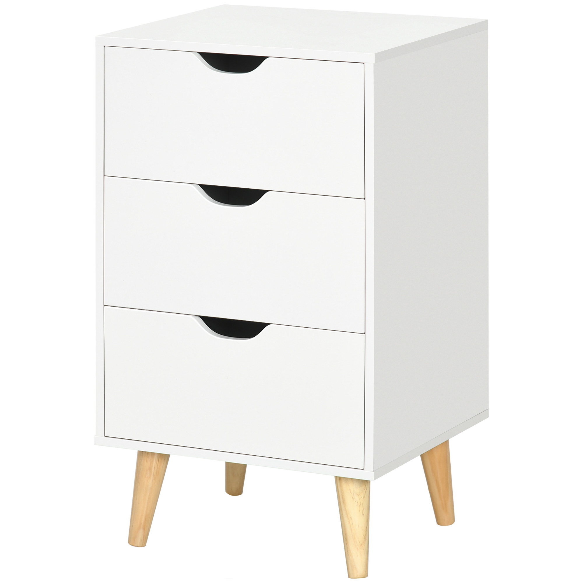 HOMCOM Kommode mit 3 Schubladen Nachtkonsole Aufbewahrungsmöbel im skandinavischen Stil aus Holz - 40 x 35 x 68,5 cm - Weiß