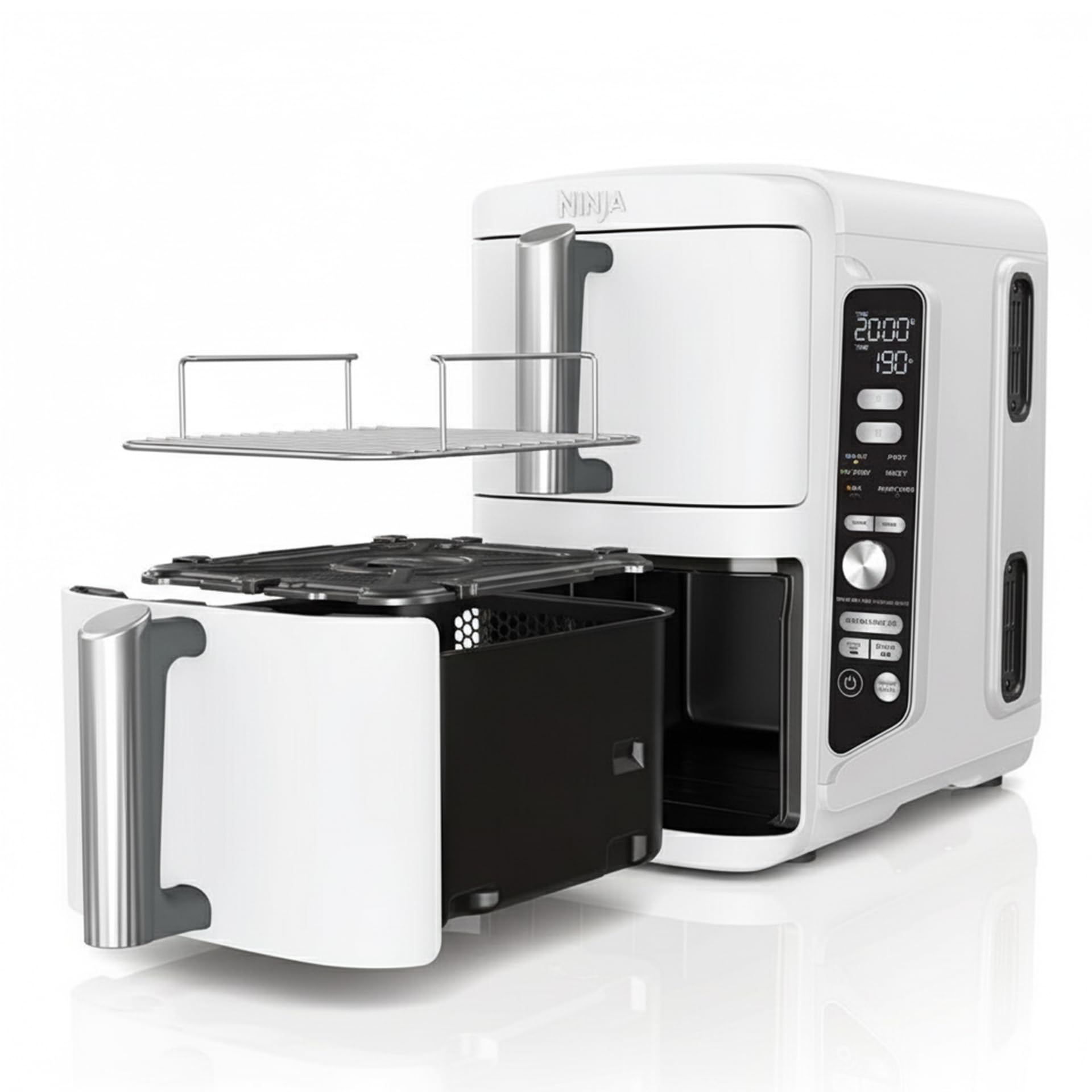Heißluftfritteuse Ninja SL400EUWH Doppel XL mit 9,5 L und 6 Programmen, 2470 W, weiß